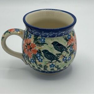 Polish Pottery Unikat Bubble Mug Birds